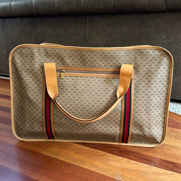 Gucci Handbags - Gucci Brown and Black Travel Bag with Red Stripes